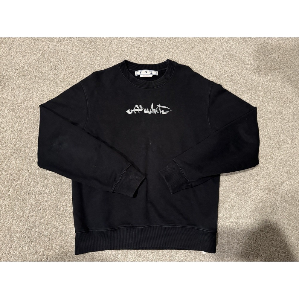 Off White Virgil Abloh Black Arrow Logo Sweatshirt OMBA057F22FLE006 Mens M